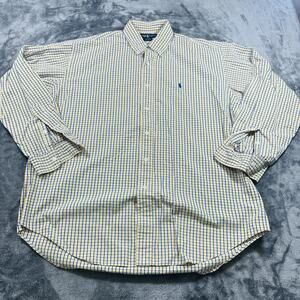 Polo Ralph Lauren Shirt Mens Large Yellow Plaid Blake Casual Button‎ Up Preppy